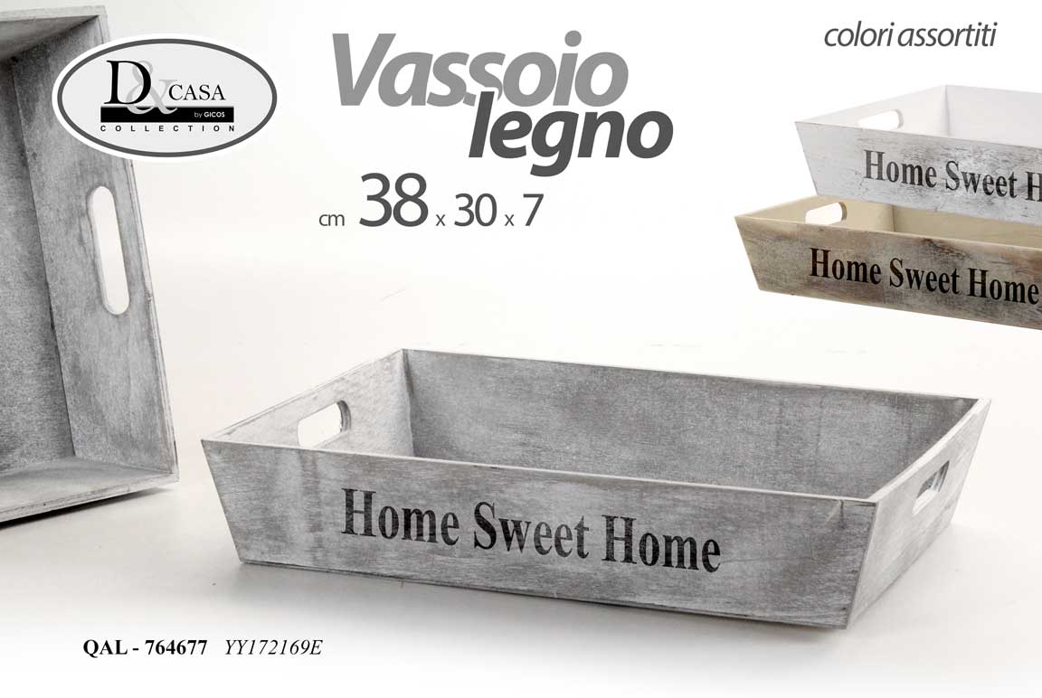 8025569764677 Vassoio cucina colazione moderno vintage rustico sweet home legno ass 38x30x7 - immagine 1