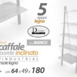 SCAFFALE INCLINATO LIBRERIA APPOGGIO 5 RIPIANI SALOTTO INGRESSO MODERNO 180 cm