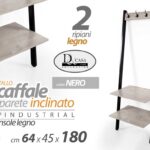 APPENDIABITI DA PARETE METALLO NERO SCAFFALE INCLINATO MENSOLE LEGNO H180*L64*45