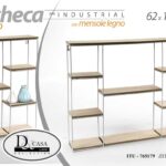 BACHECA PORTA OGGETTI METALLO INDUSTRIAL PARETE MENSOLE LEGNO 62*10*50CM BIANCO