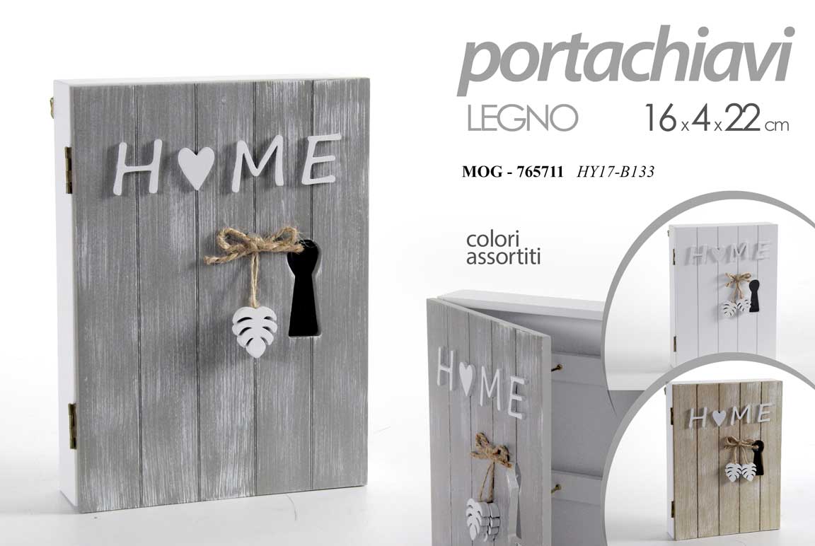 8025569765711 Portachiavi parete armadietto chiavi bacheca muro ingresso legno cuore ass 22*16 - immagine 1