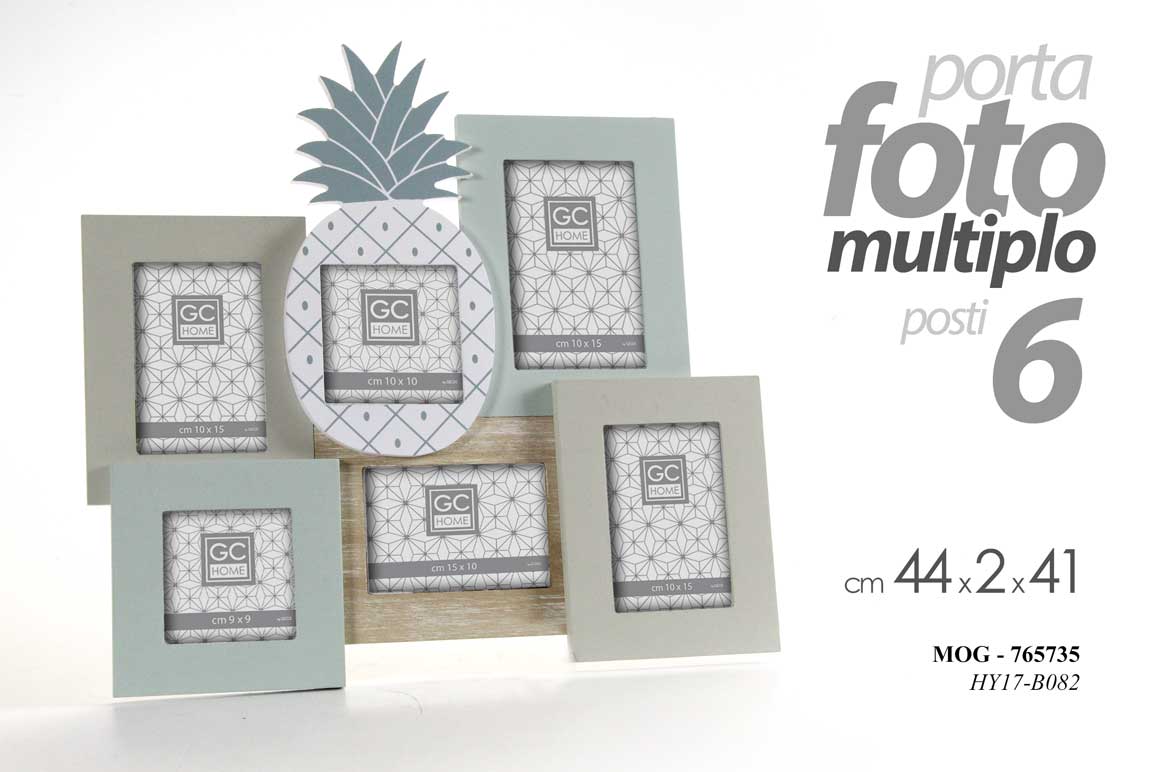 8025569765735 CORNICE PORTA FOTO 44*2*41 CM MULTIPLO 6 POSTI DELUXE DESIGN MODERNO DA PARETE - immagine 1