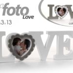 PORTAFOTO TAVOLO PARETE CORNICE LOVE CUORE LEGNO FOTO MURO COLOR ASSORT 37*13 cm