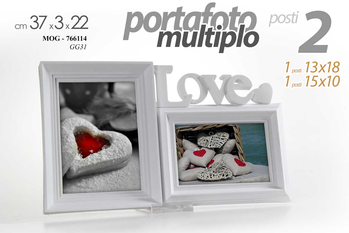 8025569766114 CORNICE PORTA FOTO MULTI FOTO MULTIPLO 37*22*3 LOVE DESIGN MODERNO TAVOLO PARETE - immagine 1