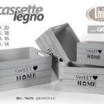 SET 4 CASSETTE CASETTINA PORTA PIANTA LEGNO 40/35/30/25CM GIARDINO COLORE GRIGIO