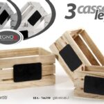 3 CASSETTE PORTA OGGETTI PIANTA CENTROTAVOLA VASO LEGNO CASA GIARDINO 26*22*18cm