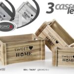 3 CASSETTE LEGNO PORTA OGGETTI BOMBONIERE CASSETTA CUORE HOME ASS H14/12,5/11cm