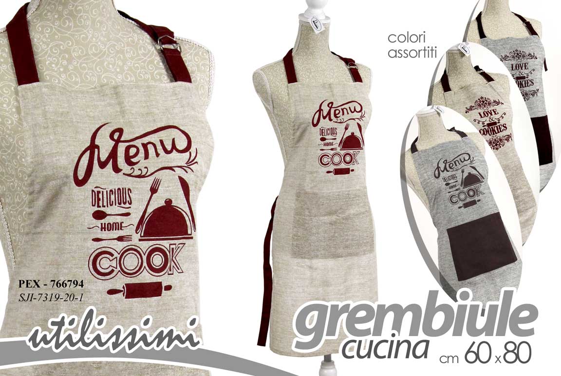 8025569766794 GREMBIULE PETTORINA CUCINA BAR CHEF COOKING BARBECUE UOMO DONNA MODERNO 60*80 cm - immagine 1