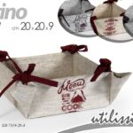 CESTINO PORTA PANE MODERNO QUADRATO RIVESTIMENTO TESSUTO MENù COOK 20*20*9 cm