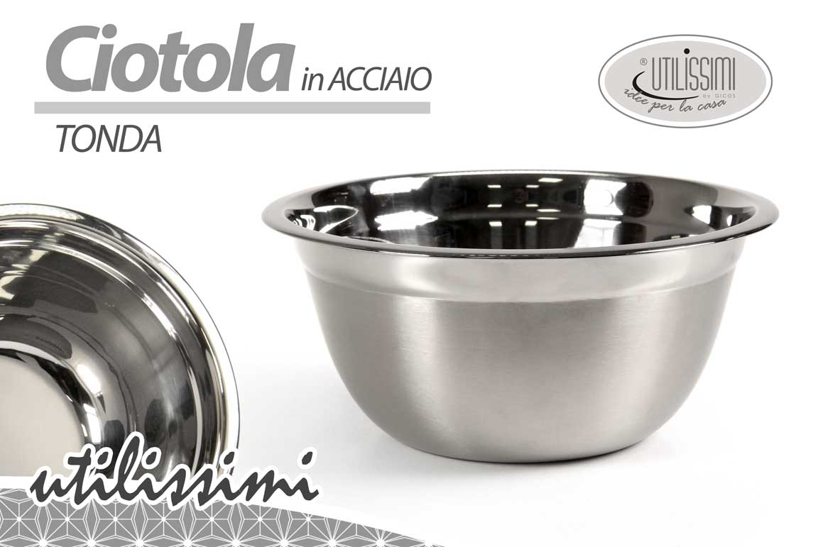 8025569767333 CIOTOLA CHEF Cucina Pasticceria Contenitore INSALATIERA TONDA ACCIAIO INOX 16cm - immagine 1