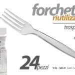 24 FORCHETTE RIUTILIZZABILI FESTE PARTY POSATE FORCHETTA Rigida TRASPARENTE 16cm