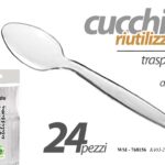 24 CUCCHIAI RIUTILIZZABILI FESTE PARTY POSATE CUCCHIAIO TRASPARENTE Rigido 15cm