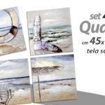 4 QUADRI QUADRO PARETE TELA STAMPA SU LEGNO CASA UFFICIO NEGOZIO SPIAGGIA 45*45