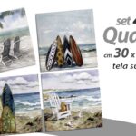 4 QUADRI QUADRO PARETE TELA STAMPA SU LEGNO CASA UFFICIO NEGOZIO MARE 30*30 CM