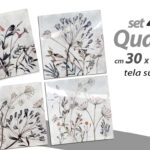 QUADRO STAMPA SU TELA Canvas LEGNO DECORAZIONE FIORI RAMI ASSORTITI 30*30 cm