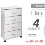 Cassettiera SETTIMINO Mobile 4 Cassetti Design Moderno Legno BIANCO h83*50*40 cm