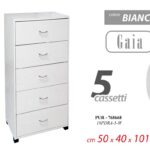 CASSETTIERA SETTIMINO MODERNO 5 CASSETTI BIANCO ROVERE SBIANCATO LEGNO 101*50*40