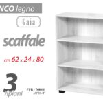LIBRERIA SCAFFALE BASSO MODERNO 3 RIPIANI MENSOLE ROVERE B SBIANCATO 80*62*24 CM