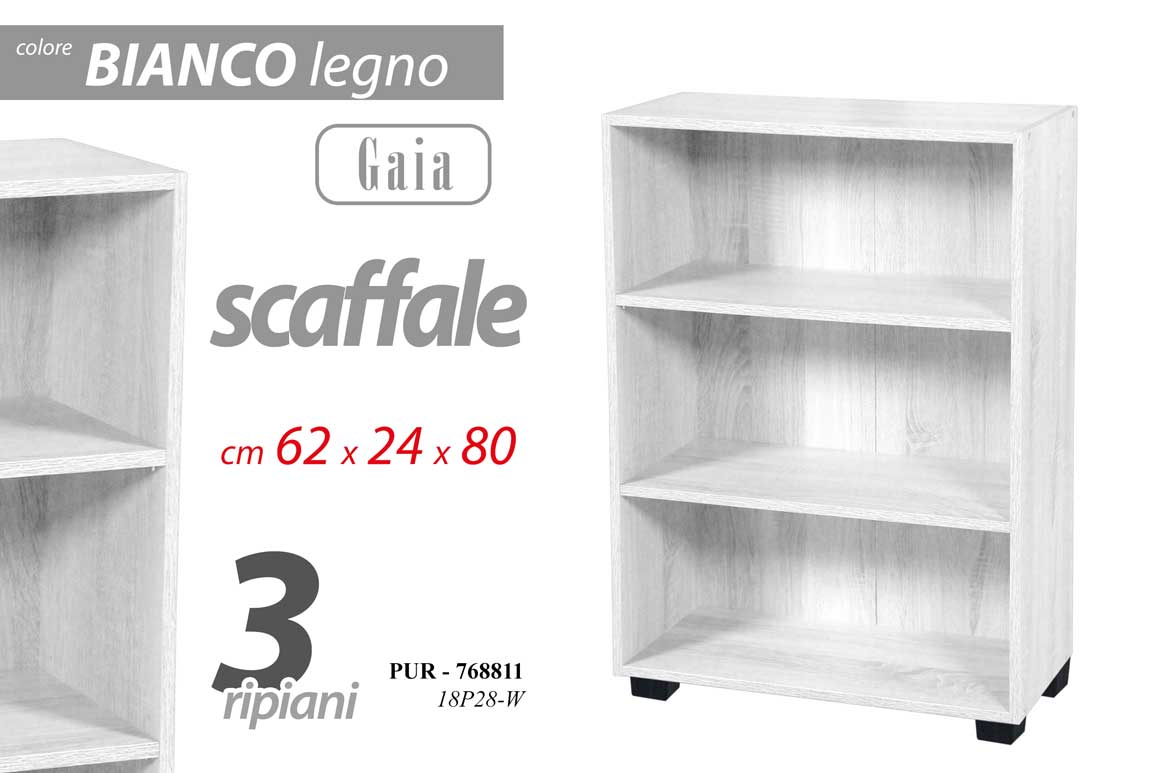 8025569768811 LIBRERIA SCAFFALE BASSO MODERNO 3 RIPIANI MENSOLE ROVERE B SBIANCATO 80*62*24 CM - immagine 1