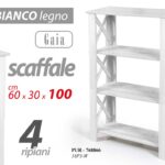 Libreria Design Moderna Scaffale 4 Ripiani Casa Ufficio BIANCO LEGNO 60*30*h100