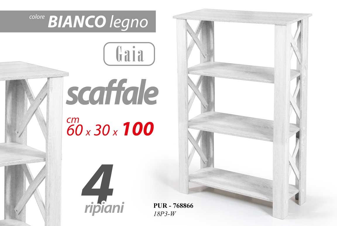 8025569768866 Libreria Design Moderna Scaffale 4 Ripiani Casa Ufficio BIANCO LEGNO 60*30*h100 - immagine 1
