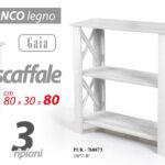 SCAFFALE LIBRERIA 3 RIPIANI CUCINA BAGNO MODERNO MENSOLA BIANCO MARRONE 80*30*80