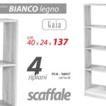 Libreria BASSA COLONNA Scaffale 4 Ripiani Casa Ufficio BIANCO LEGNO 40*24*H137