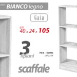 Libreria Design Moderna Scaffale 3 Ripiani Casa Ufficio BIANCO LEGNO 105*40*24cm