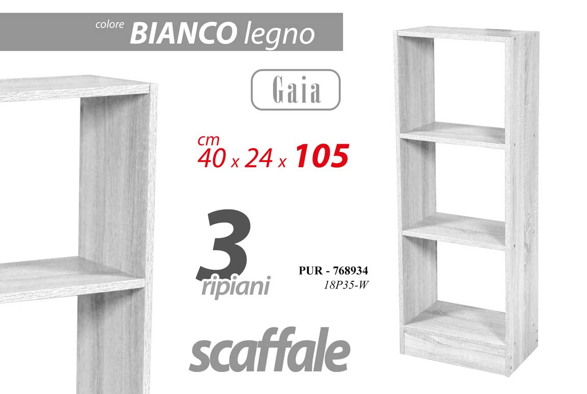 8025569768934 Libreria Design Moderna Scaffale 3 Ripiani Casa Ufficio BIANCO LEGNO 105*40*24cm - immagine 1