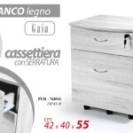 COMODINO CHIAVE SERRATURA RUOTE UFFICIO MODERNO 2 CASSETTI BIANCO LEGNO 55*42*40