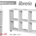 LIBRERIA SCAFFALE BASSA MODERNA 6 RIPIANI MENSOLE ROVERE SBIANCATO 90*24*H60 CM