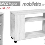 MOBILE TAVOLINO PORTA PC TV CON RUOTE BIANCO LEGNO 80*30*H56
