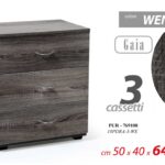 COMODINO Mobile Cassettiera Mobiletto 3 Cassetti Legno Moderno WENGè 50*40*h64