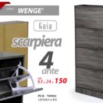SCARPIERA 4 ANTE DOPPIE SALVASPAZIO SLIM LEGNO MODERNA ROVERE WENGè 150*63*24