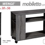 TAVOLINO MOBILE CON RUOTE PC TV COLAZIONE MODERNO GAIA NERO WENGè 80*30*H56