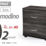 COMODINO h44*43*40 CM 2 CASSETTI MODERNO LEGNO ROVERE SBIANCATO NERO WENGè