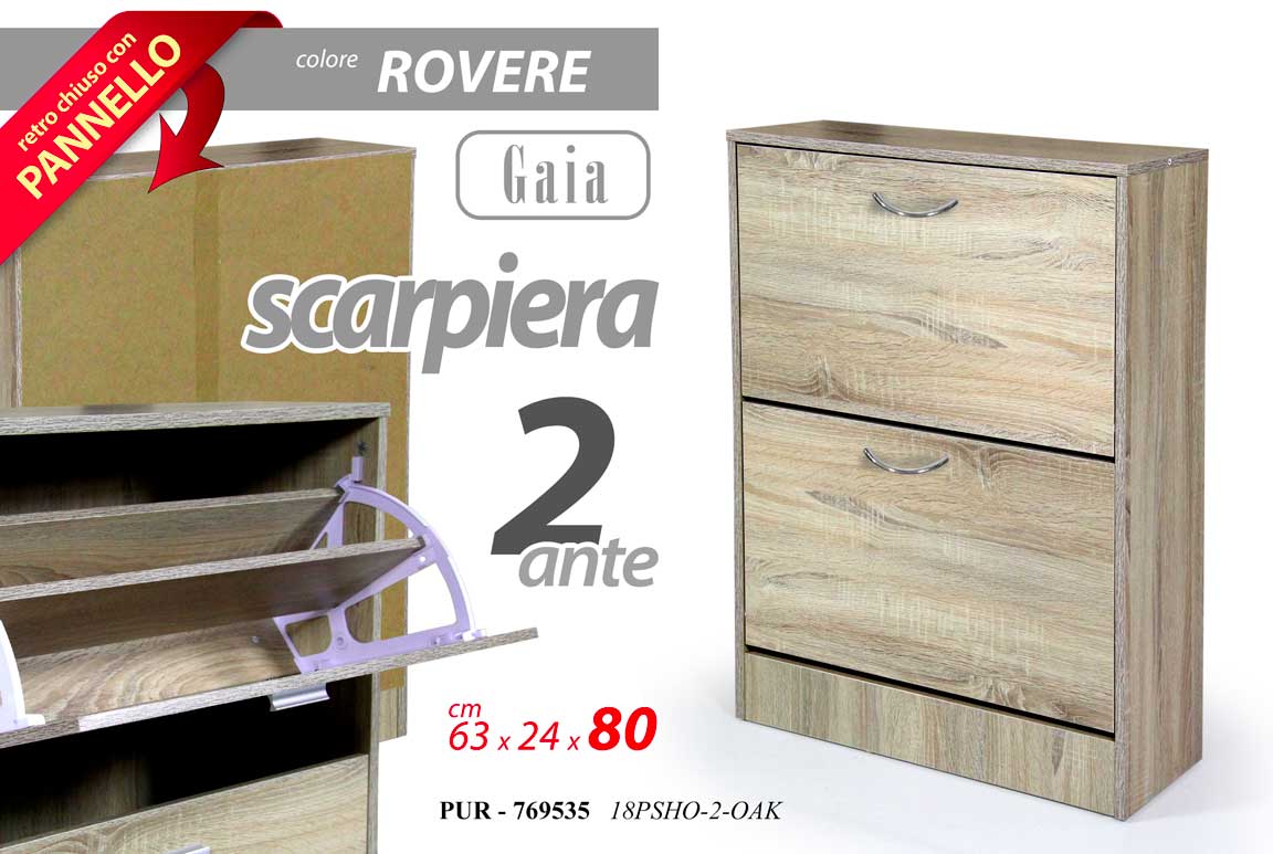 8025569769535 SCARPIERA SALVASPAZIO MODERNA 2 ANTE A RIBALTA SLIM SALVASPAZIO DOPPIA 80*63*24 - immagine 1