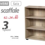 LIBRERIA BASSA MODERNA 80*62*24 CM 3 RIPIANI ROVERE SBIANCATO MOBILE SCAFFALE