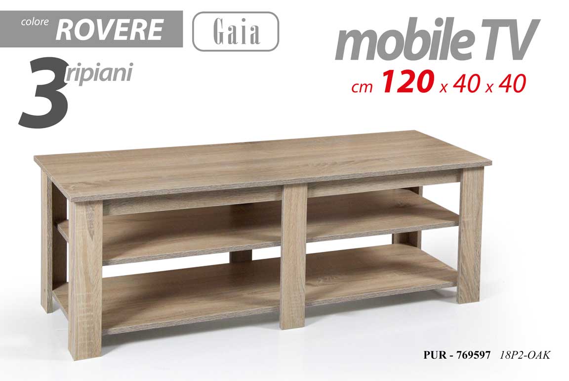 8025569769597 MOBILE TAVOLO PORTA TV TAVOLINO SALOTTO DIVANO UFFICIO ROVERE LEGNO 120*40*H40cm - immagine 1