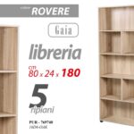 LIBRERIA h180*80*24 cm 5 RIPIANI LEGNO STRIATO ROVERE MOBILE SCAFFALE MODERNO