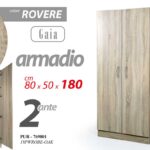 ARMADIO MX 2 ANTE RIPIANO + BASTONE MODERNO ROVERE SBIANCATO MARRONE 180*80*50cm