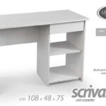 SCRIVANIA MODERNA TAVOLO Porta Computer PC CASA UFFICIO BIANCO ROVERE 108*48*h75