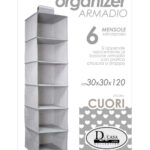 Organizer ARMADIO Guardaroba 6 MENSOLE APPENDIABITI BASTONE CUORE CUORI 120*30