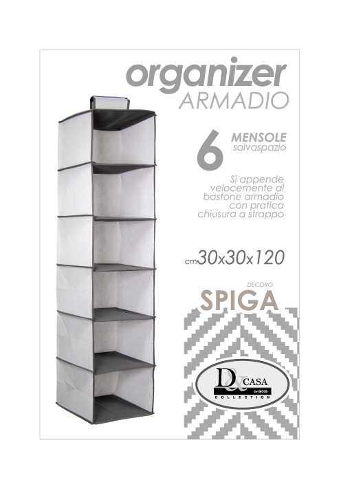 8025569770067 Organizer ARMADIO Guardaroba 6 MENSOLE ACCESSORI APPENDIABITI BASTONE SPI 120*30 - immagine 1