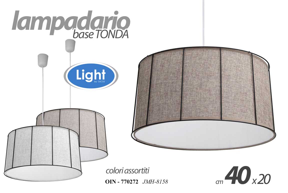 8025569770272 LAMPADARIO 40W ROTONDO TELA TONDO SALOTTO CUCINA Lampada a Sospensione 40*20 cm - immagine 1