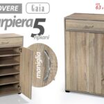 MOBILE SCARPIERA ARMADIO 2 ANTE CASSETTO 5 RIPIANI ROVERE SBIANCATO 95*63*33 cm