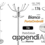 Attaccapanni Appendiabiti Piantana Portaombrelli Metallo base marmo Ganci Bianco