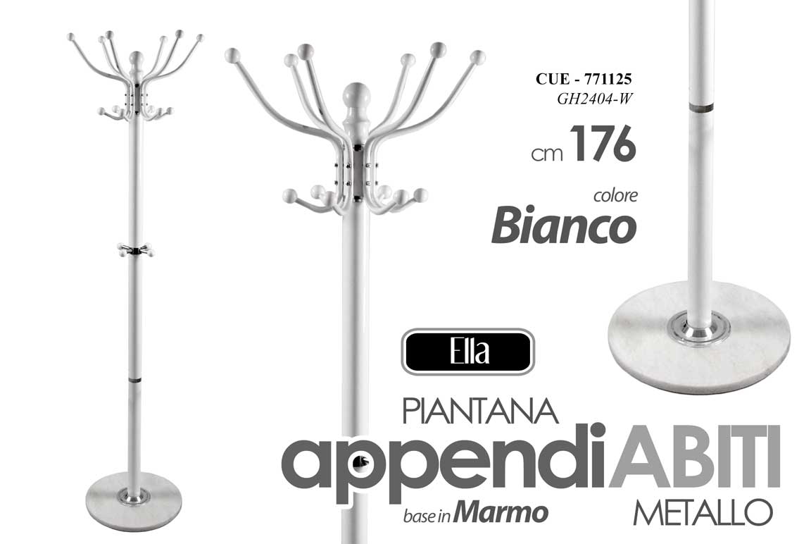 8025569771125 Attaccapanni Appendiabiti reggiborsa Piantana Metallo marmo Ganci MODERNO 176CM - immagine 1