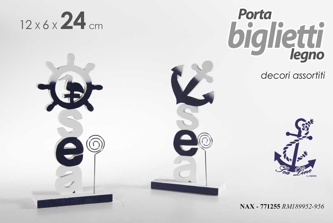 8025569771255 PORTA BIGLIETTI NOTE NOTES DA TAVOLO DECO MARE MARINA TIMONE ANCORA ASSOR 24 cm - immagine 1