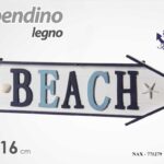 APPENDINO SCRITTA BEACH LEGNO FRECCIA BENVENUTI NAUTICA MARE MARINA 48*16 CM